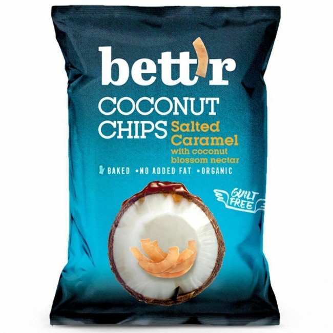 Chipsuri din cocos cu caramel sarat bio 40g, Bett'r