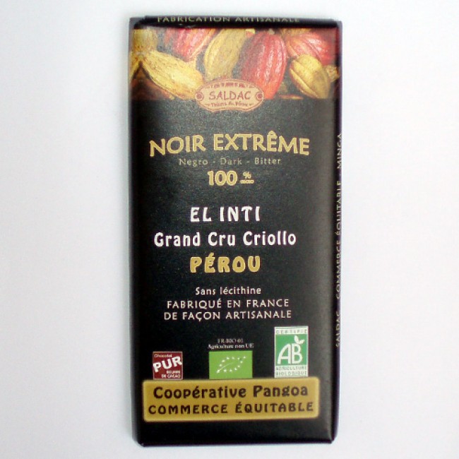 Ciocolata ecologica neagra 100% cacao criollo, fara lecitina