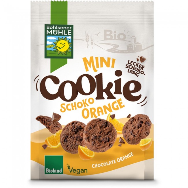 Mini Cookies vegani cu ciocolata si portocale bio Bohlsener Muehle